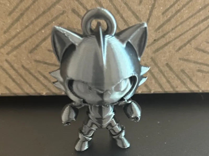 Cat with Metallic Armor and Helmet  - Keychain