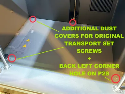 P2S DUST COVERS FOR SET SCREWS + BACK LEFT CORNER