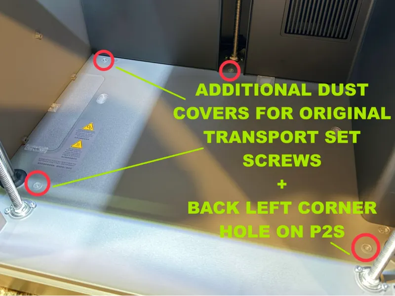 P2S DUST COVERS FOR SET SCREWS + BACK LEFT CORNER