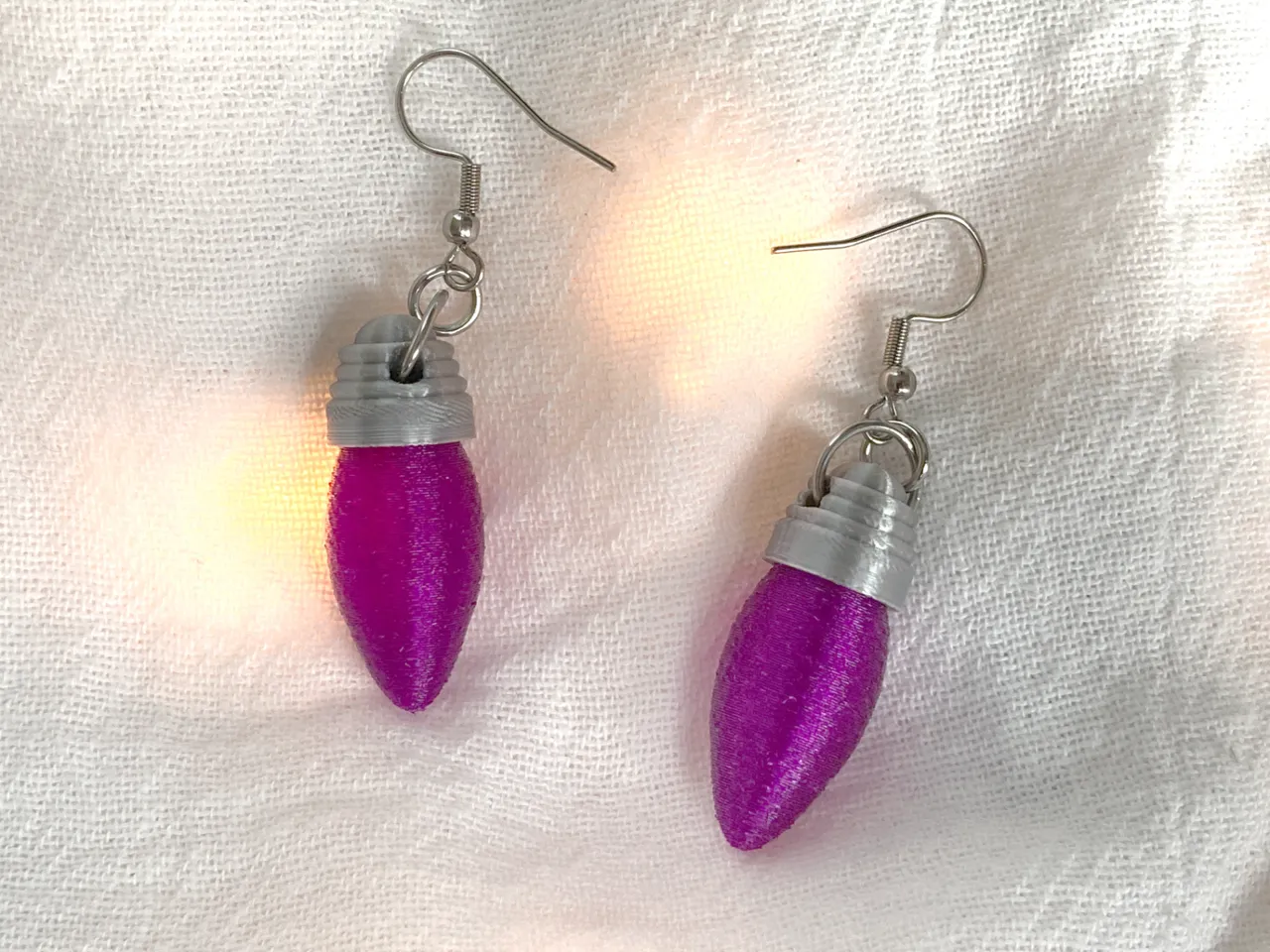 Large Christmas Bulb / Light Earrings view 4