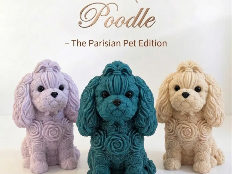 Eternal Swirl Poodle -Parisian Floral Dog Figurine