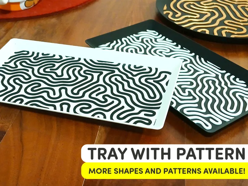 Decor Tray Rectangle with Modern Pattern