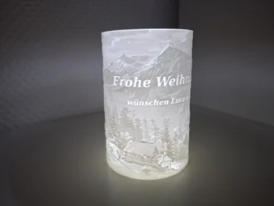Lithophane Tealight - Winter Village