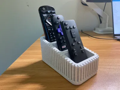 Remote Control Holder: Modern and Ribbed Design