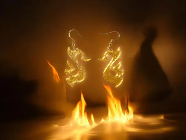 Flaming swan earrings
