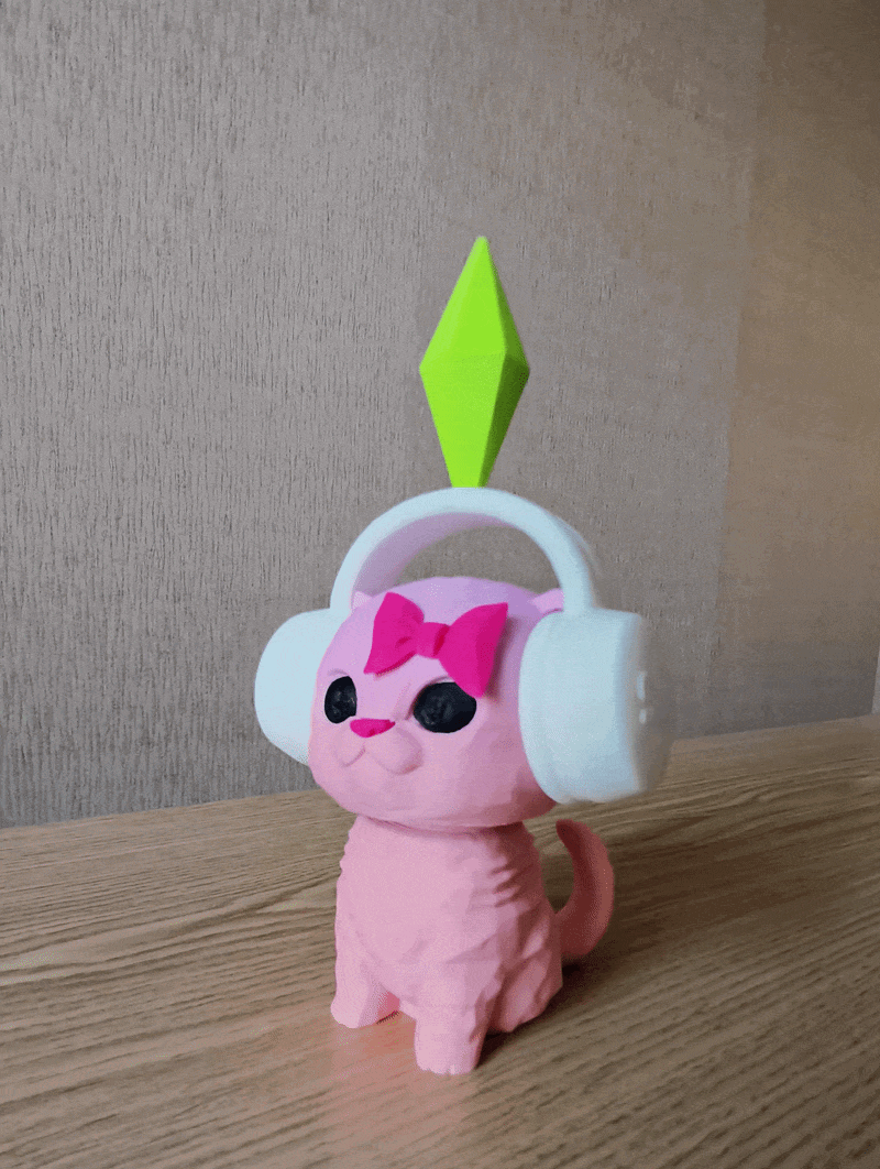 Nodding Sims Cat Meme with Headphones – 3D Print