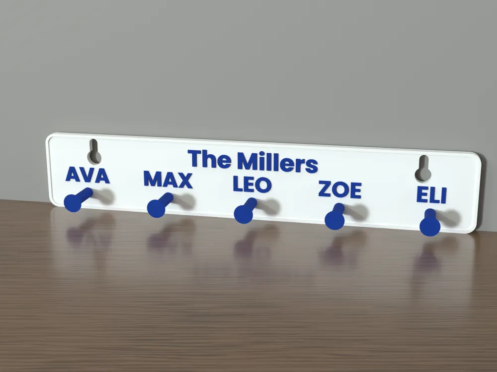 Neme Racking Family Key Rack with Names - Free 3D Print Model - MakerWorld