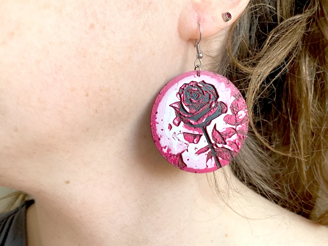 Rose Sketch Earrings view 2