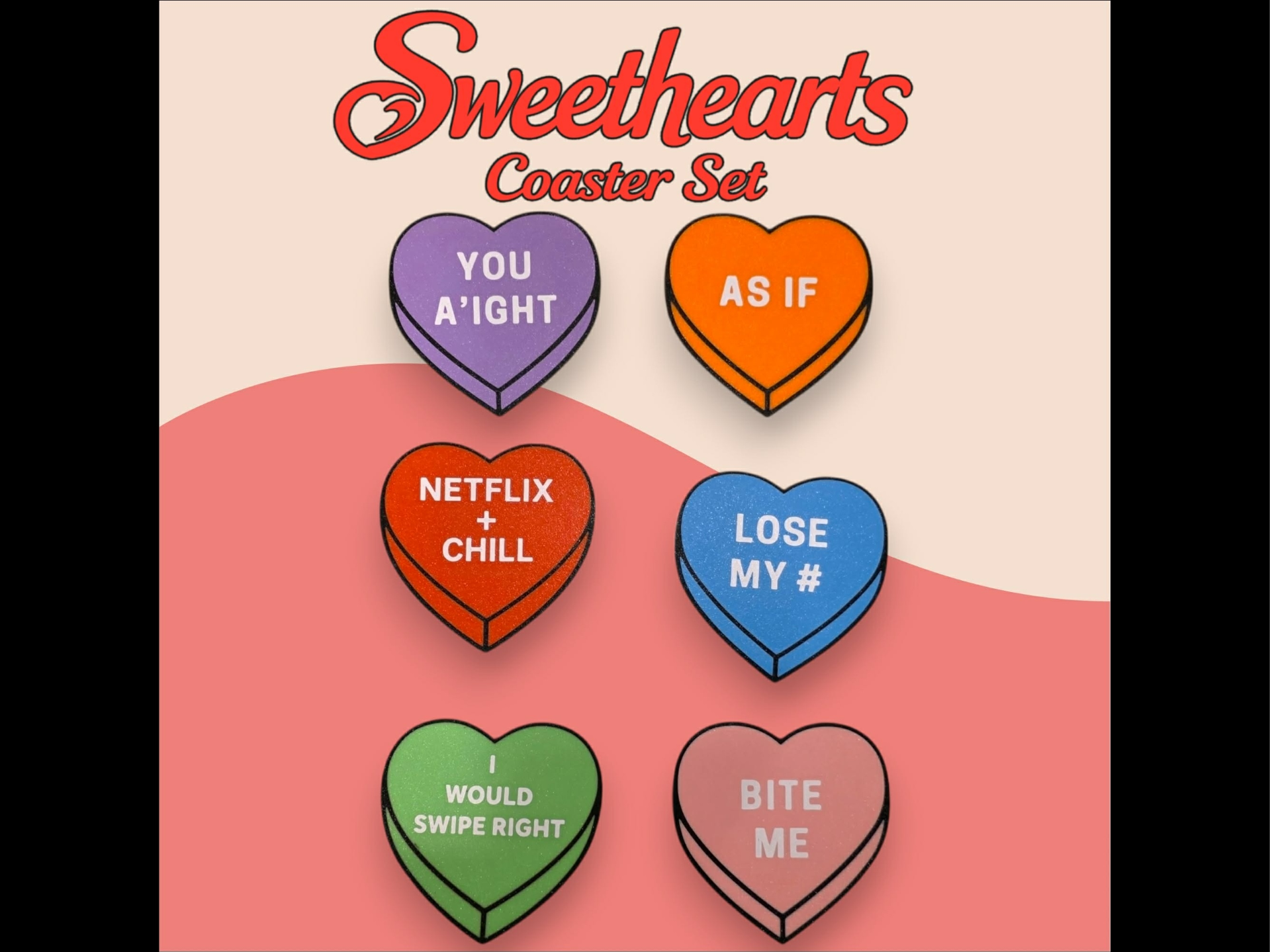Sweethearts Funny Coaster Set/Decor