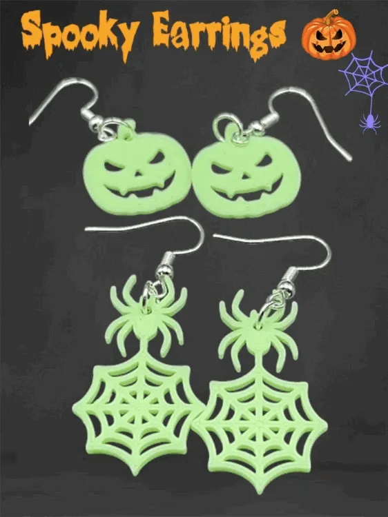 Spooky Earrings- Spider Webs & Spooky Pumpkins