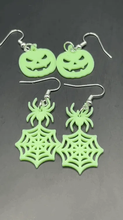 Spooky Earrings- Spider Webs & Spooky Pumpkins view 2
