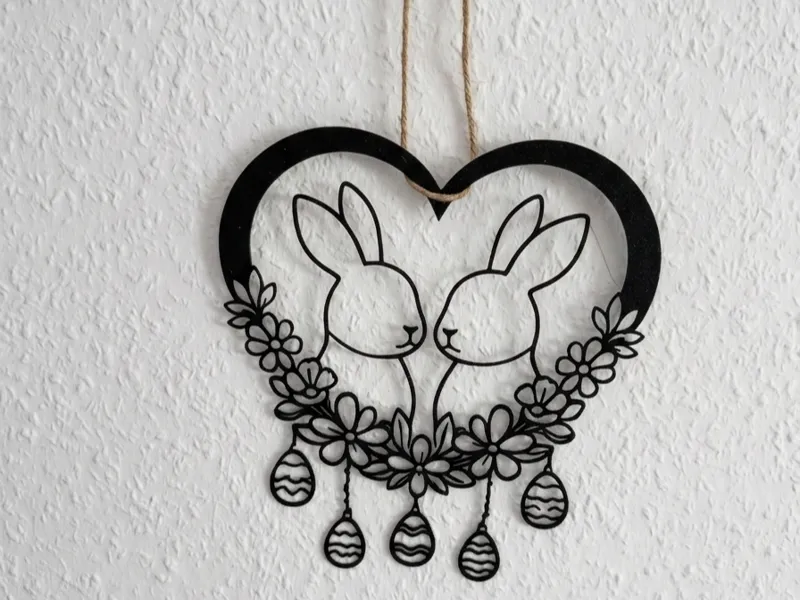 Niedliche kissing Hasen Herz Frohe Osterdekoration