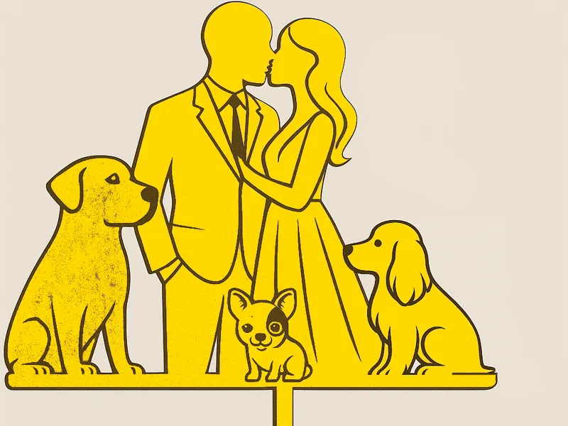 Wedding Cake Topper with Beloved Dogs