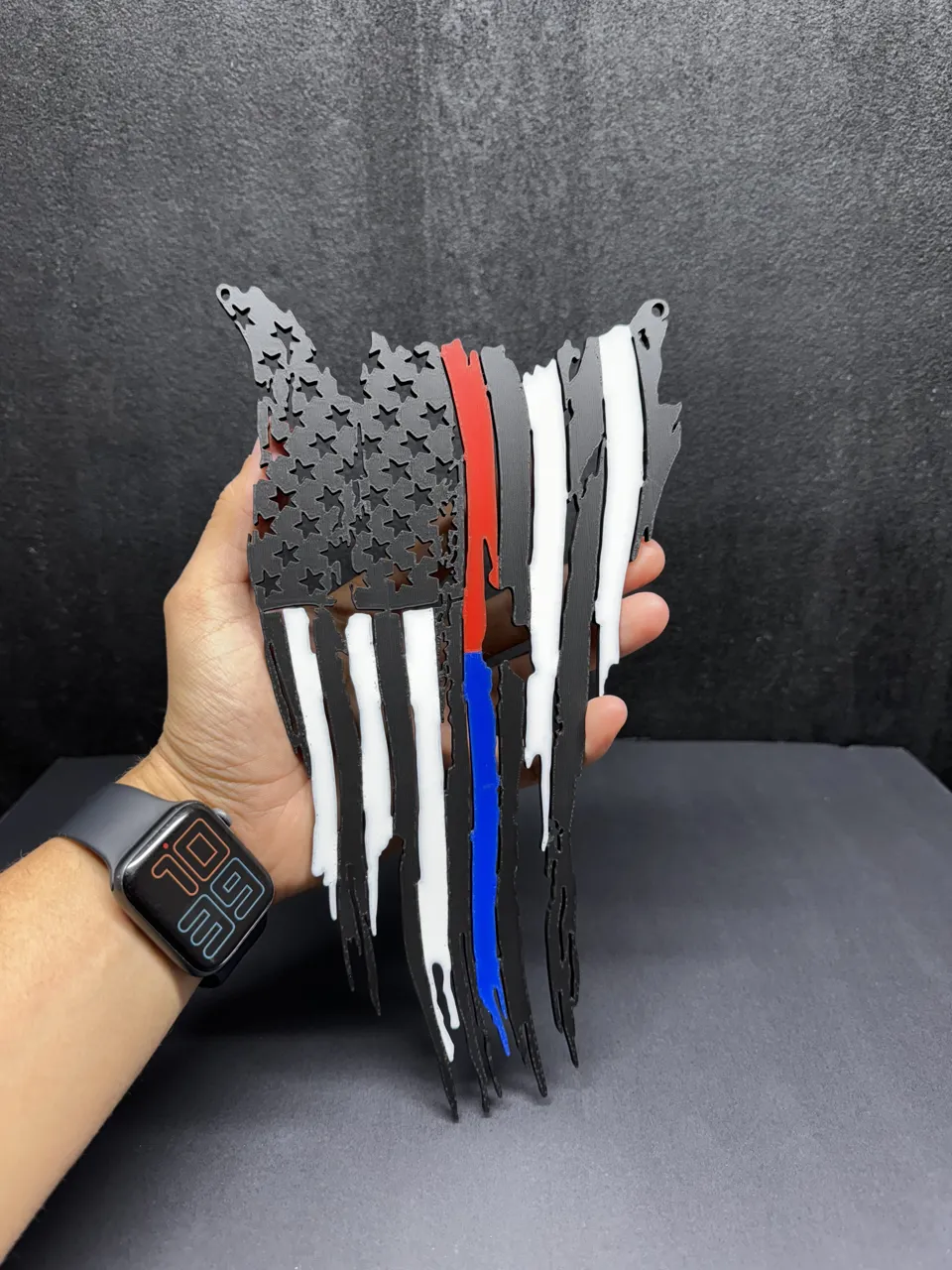 Tattered American Flag - Vertical Display view 3