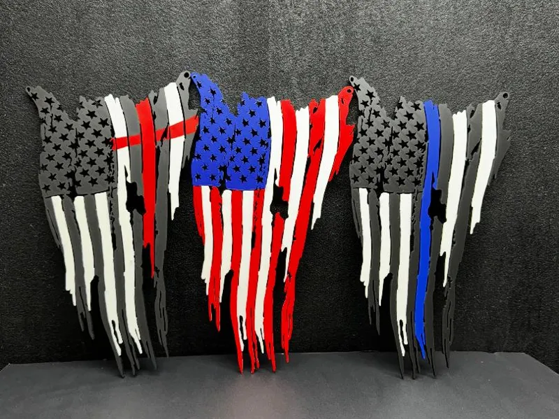 Tattered American Flag - Vertical Display