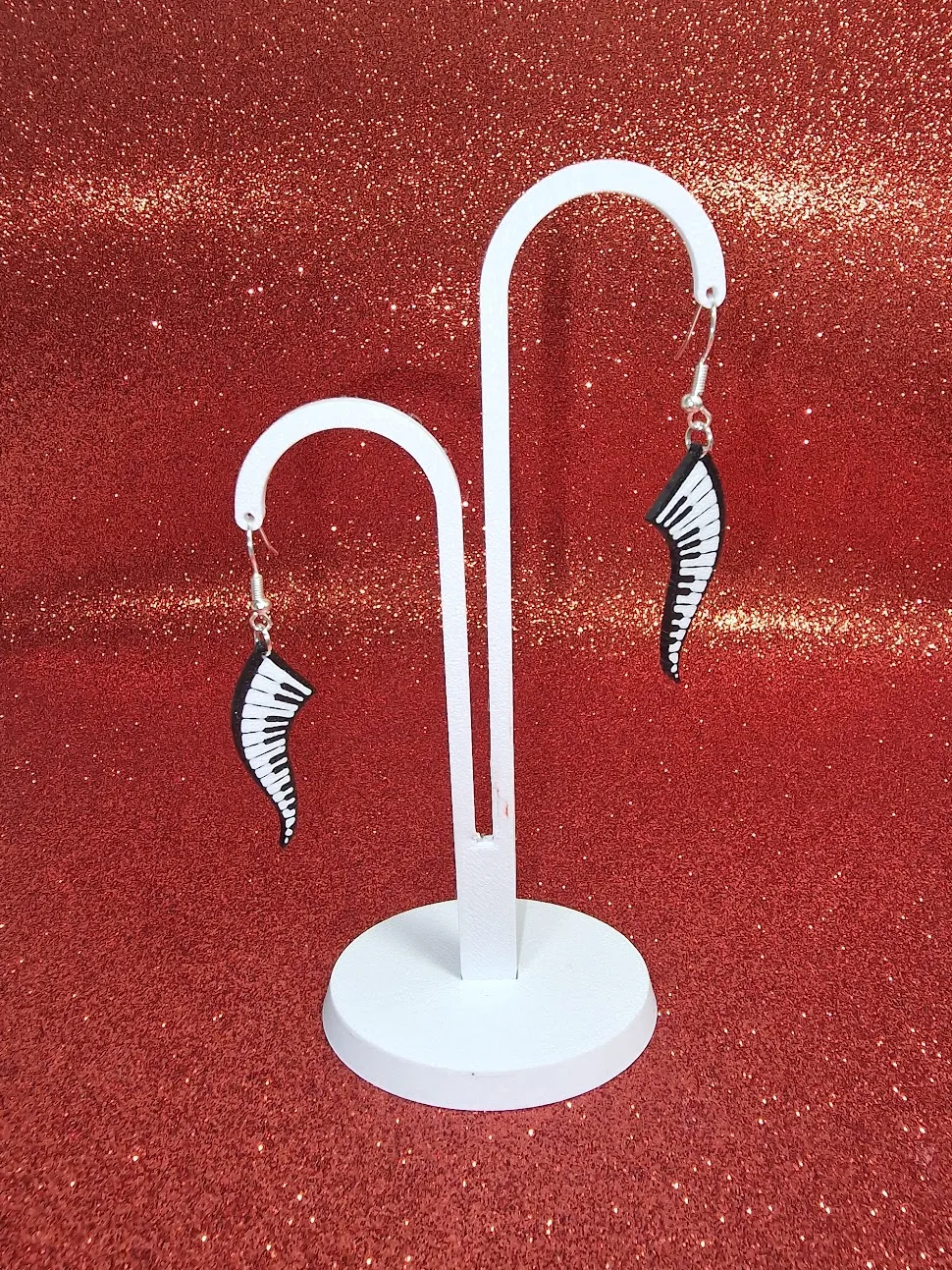 Piano keyboard earrings view 3