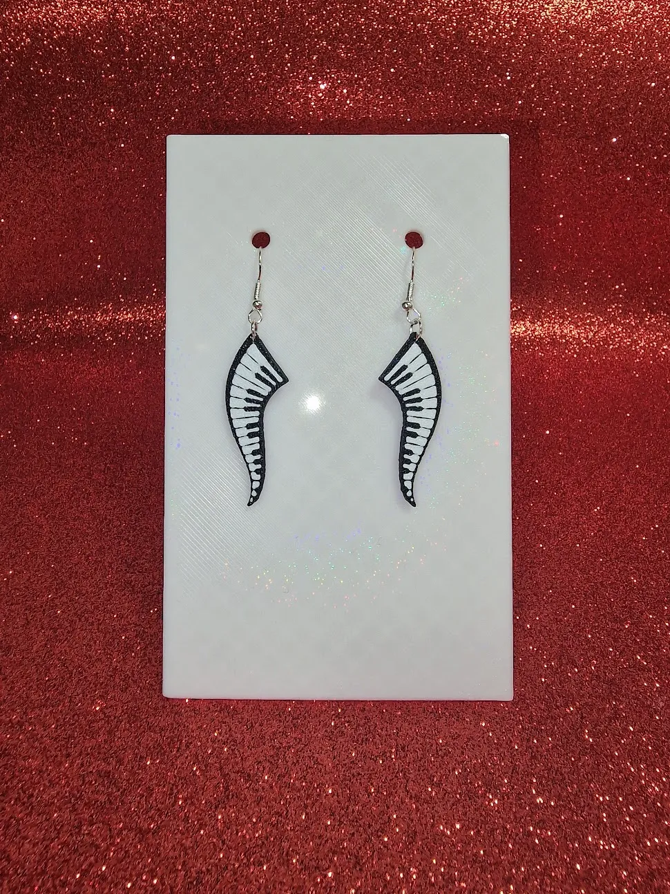 Piano keyboard earrings view 2