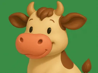 Cute Sitting Cow – Adorable Cartoon Farm Animal