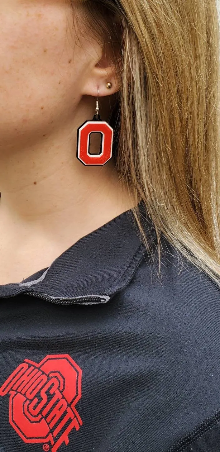 Block O Ohio State Buckeyes Earrings view 2