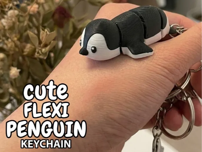 Cute Flexi Penguin Keychain!   Print-in-Place 