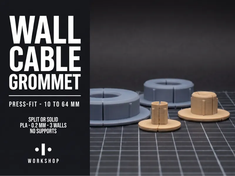 Wall Cable Grommet – 30 Sizes, Split or Solid