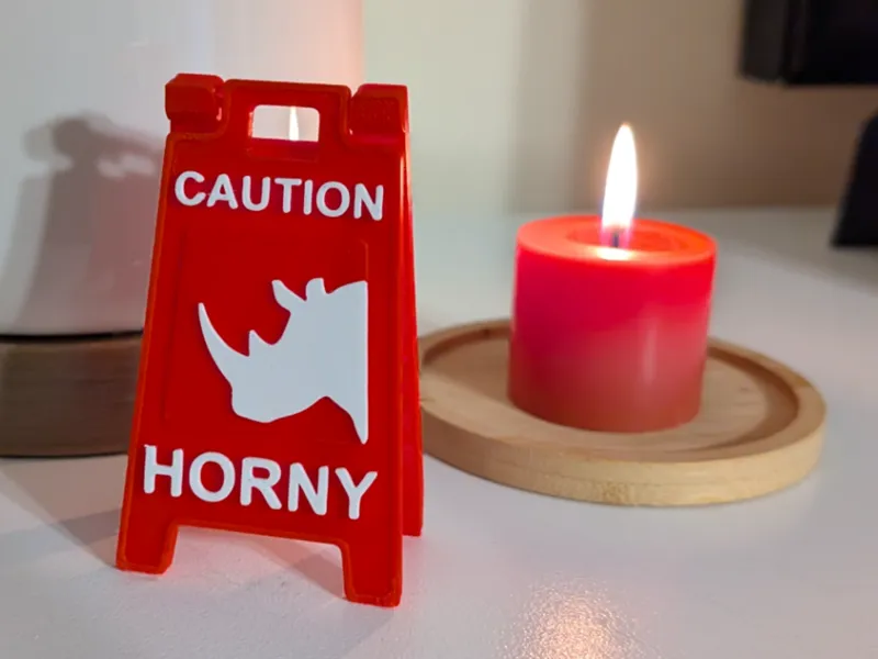 Caution Sign: Horny Rhino - Valentines Day 