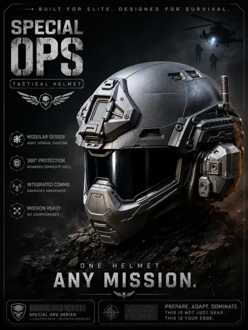 Pieza para disfraz o exhibición: Special ops helmet — vista de referencia 2