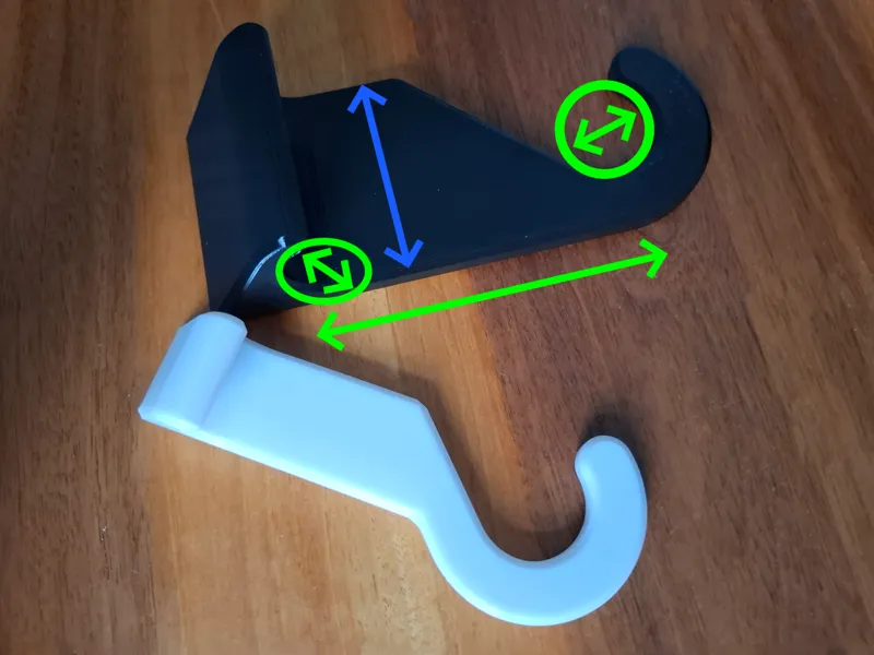 PERPendicular HOOK (fit top⌀,low ⌀,length) NO SUPP