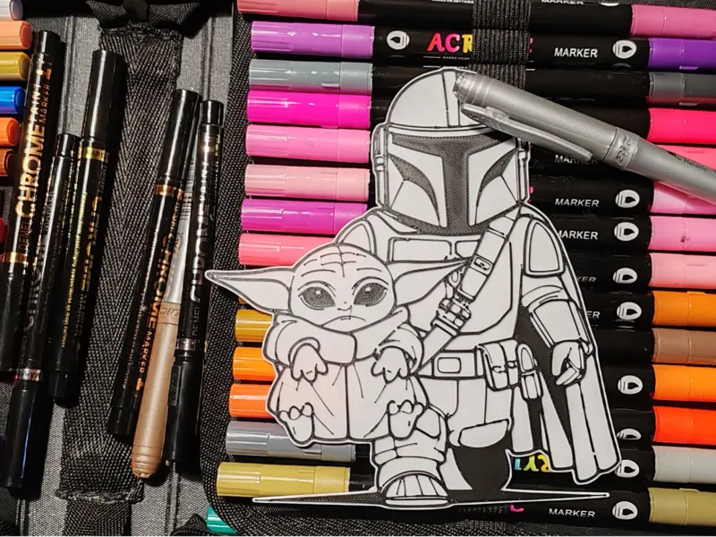Star Wars Mandalorian e Grogu wallart Coloring Toy