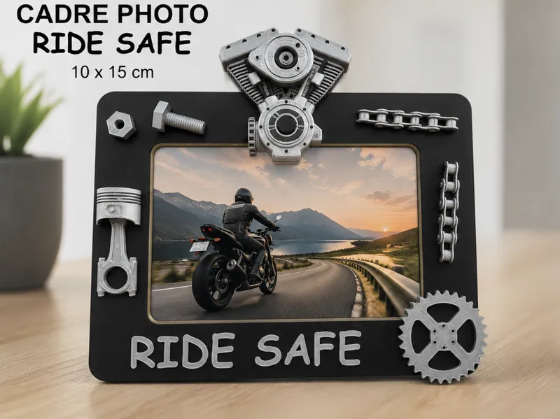 Cadre photo "Ride Safe" - Style Moto 