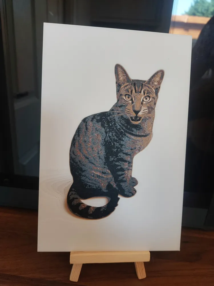 HueForge Cat Portrait – 7 Colour Print - Free 3D Print Model - MakerWorld