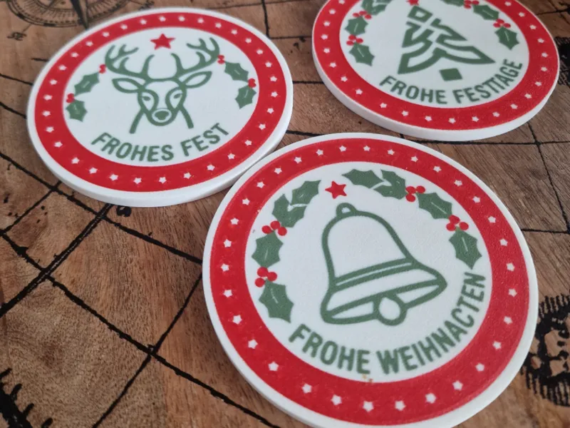 Multi-Color Christmas Coaster Set | Easy 3D Print 
