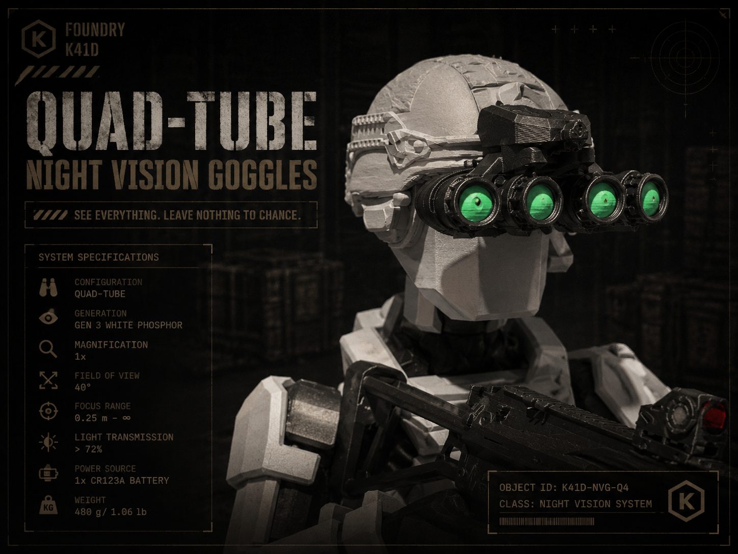 Dummy 13 Quad Tube Night Vision Goggles-AMS&NonAMS