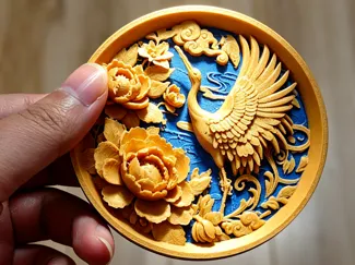 鹤舞牡丹冰箱贴