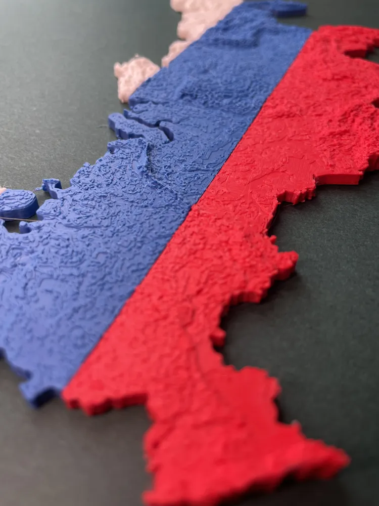 Topiography Russia topography flag model Российская - Free 3D Print Model - MakerWorld