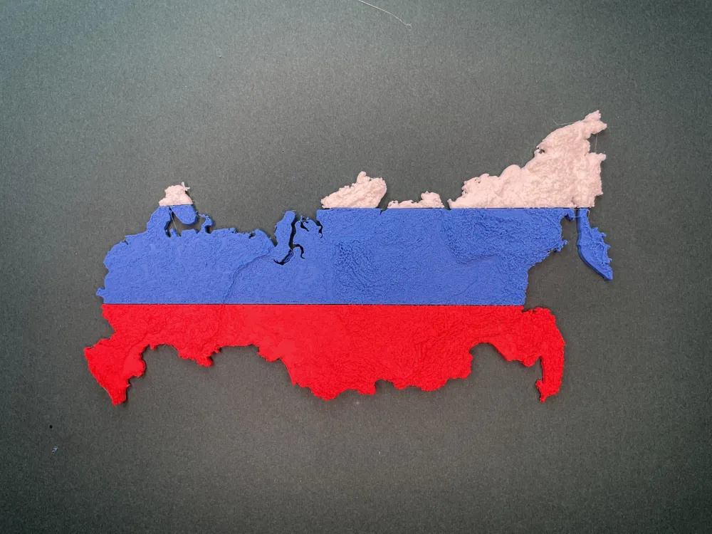 Topiography Russia topography flag model Российская - Free 3D Print Model - MakerWorld