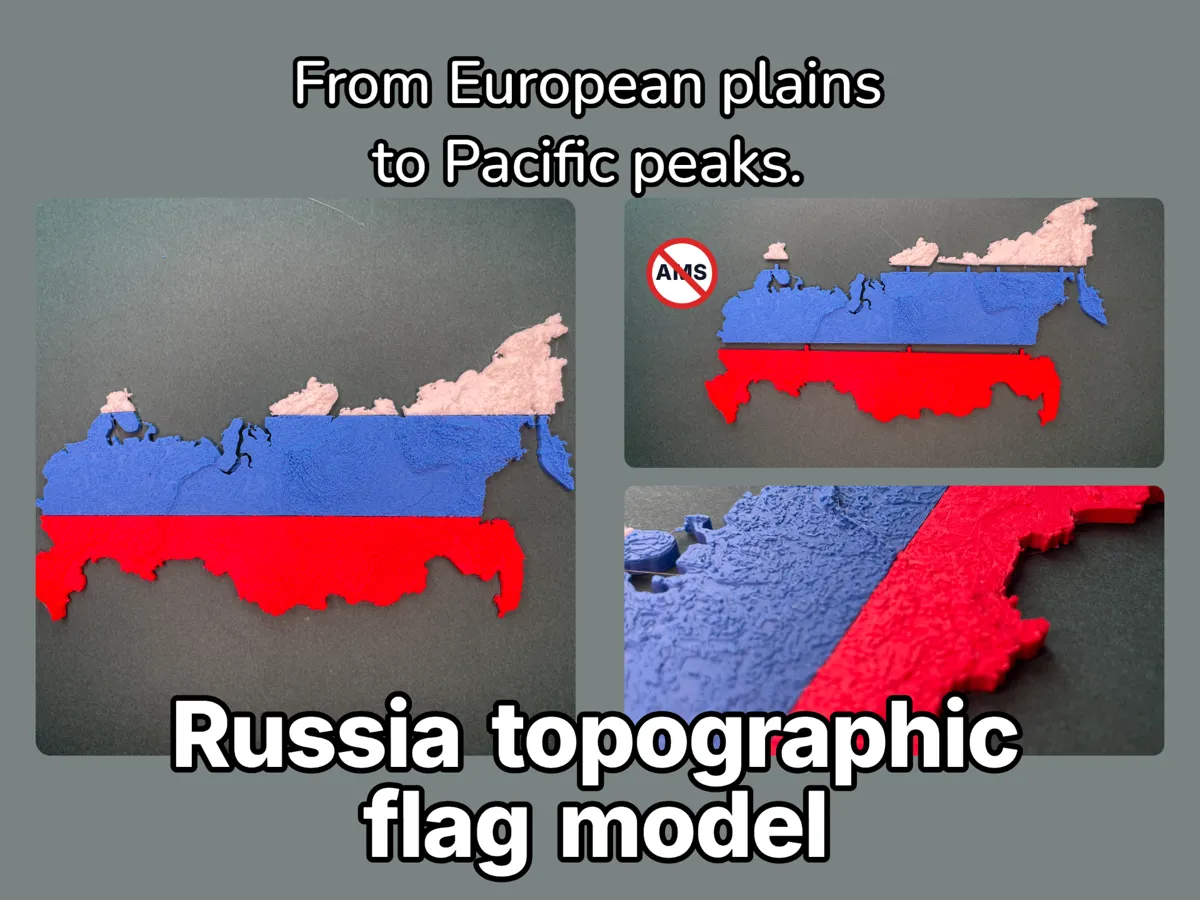 Topiography Russia topography flag model Российская - Free 3D Print Model - MakerWorld