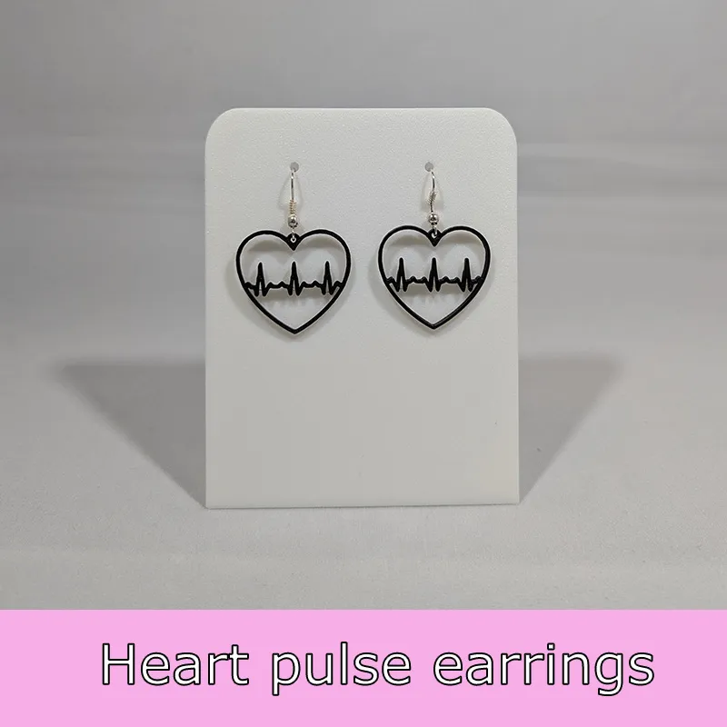 Heart pulse earrings view 2