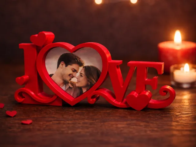 Heart-shaped LOVE fhoto frame