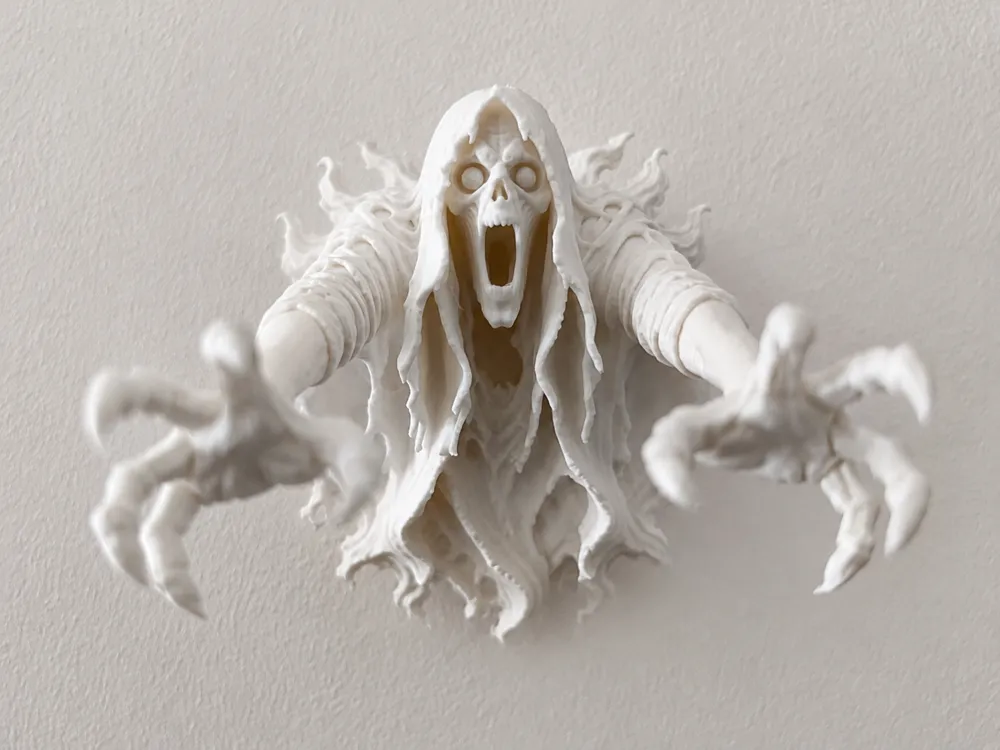 Adorno temático: Screaming Ghost Wall Mount – Horror Decor. Referencia del modelo original.
