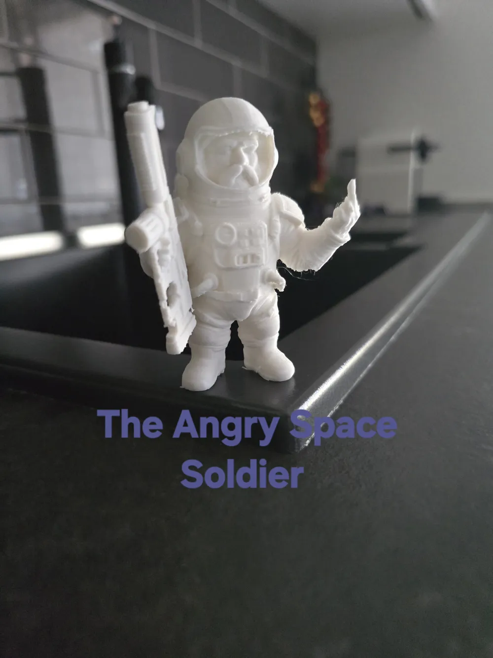 Rude Middle Finger Space Soldier Gnome Figurine - Free 3D Print Model ...