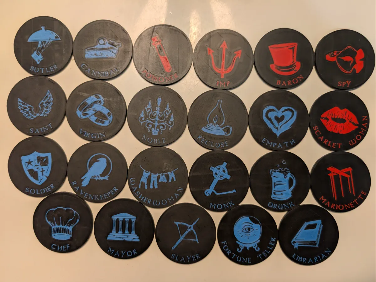 Blood On the Clocktower Player Tokens Free 3D Print Model MakerWorld