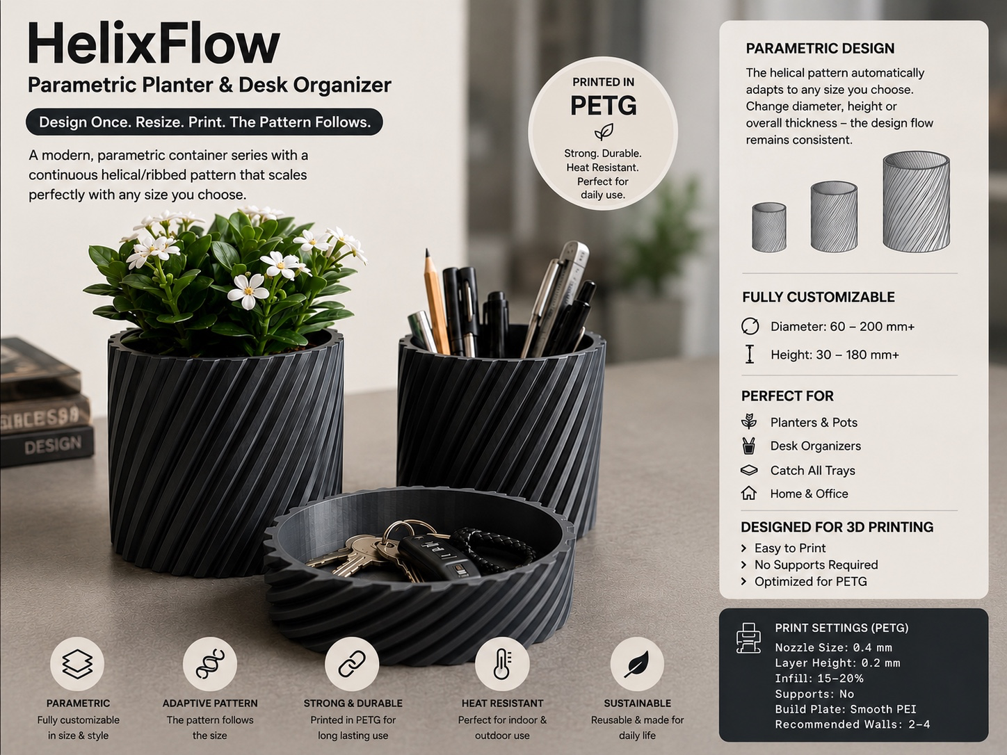 Helix Flow planter/desk organiser