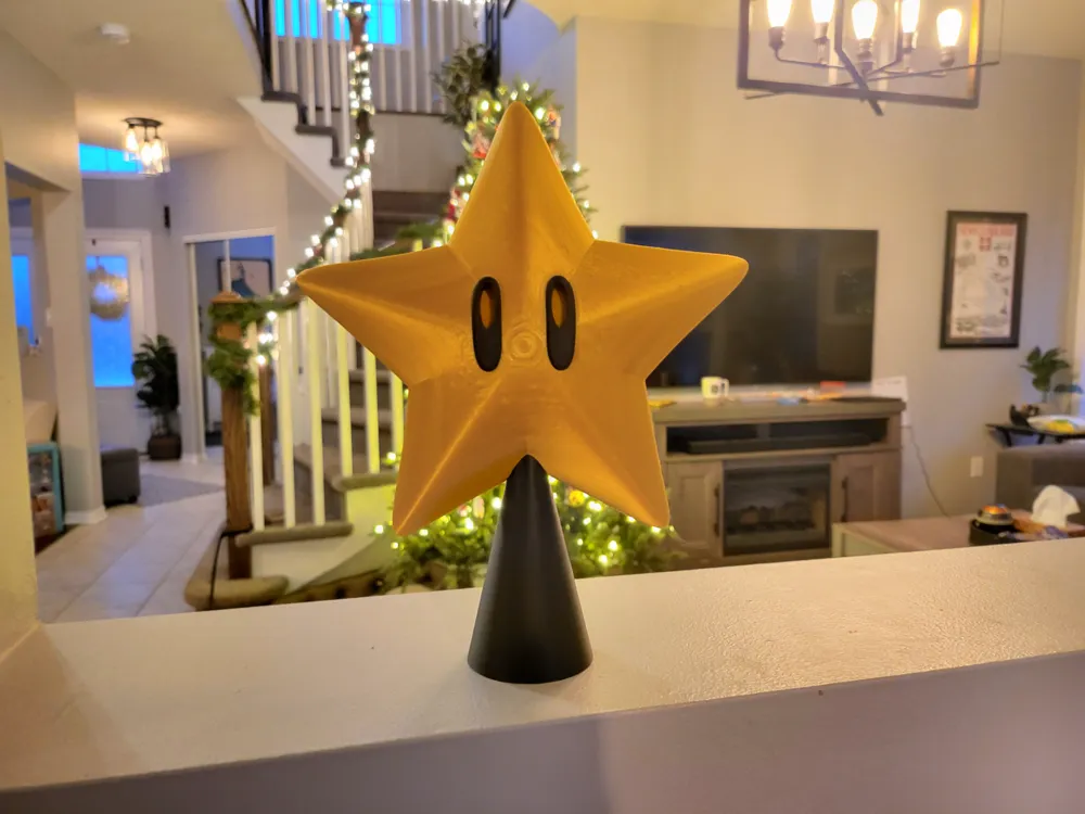 Mario Star Christmas Tree Topper Remixed by nweishar - MakerWorld