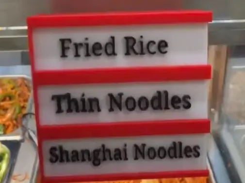 Sign holder for food court (can hang on glass)