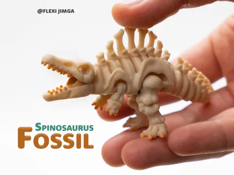 Letrero o emblema decorativo: Mini Articulated Skeletal Spinosaurus — referencia de MakerWorld