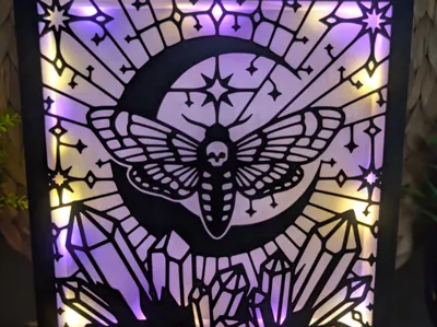 Mystic Moth & Crystals - Modular Light Box Insert