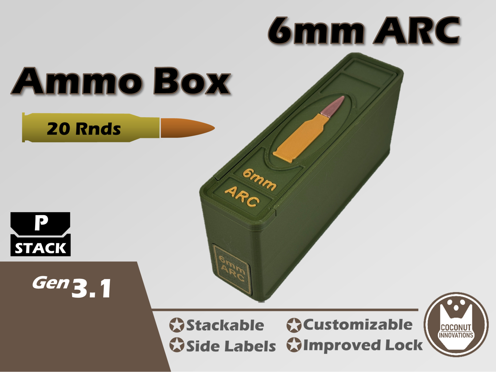 Ammo Storage Box - 6mm ARC - 20 Rounds
