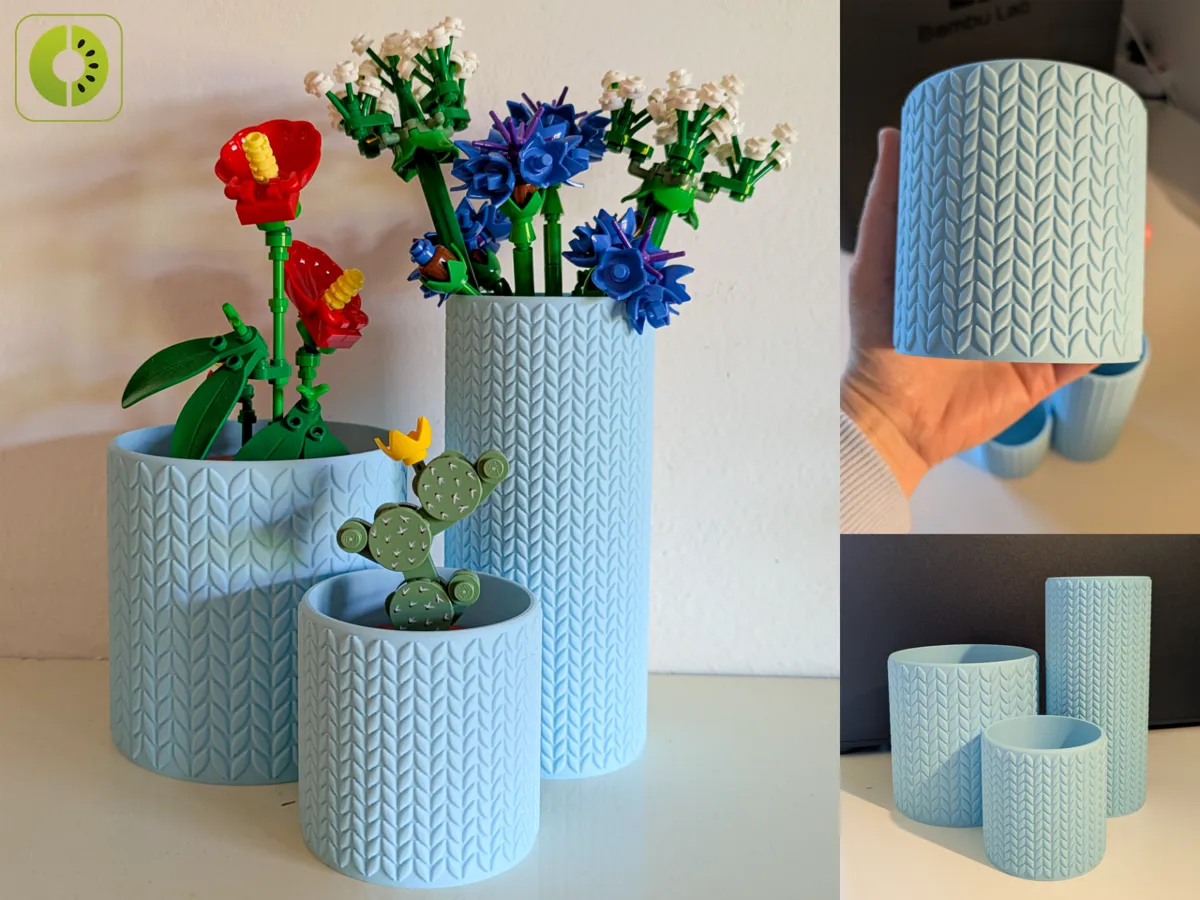 Collection de vases motif tricoté