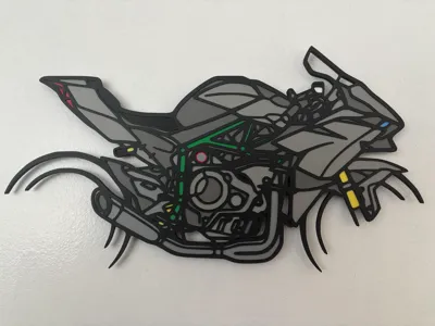 Kawasaki H2R Silhouette filled colorized